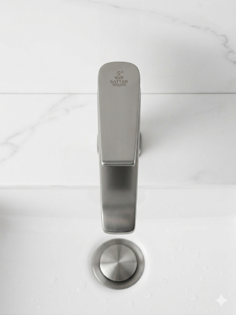 Single Lever Basin Pillar Cock ABS Black Sattar