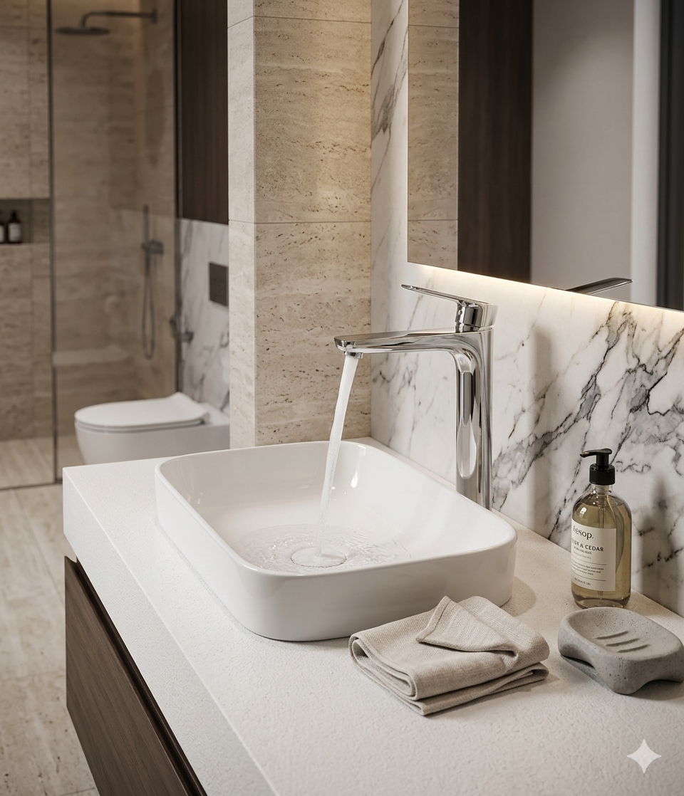 Single Lever Basin Mixer Tall 32cm Sharif Metal