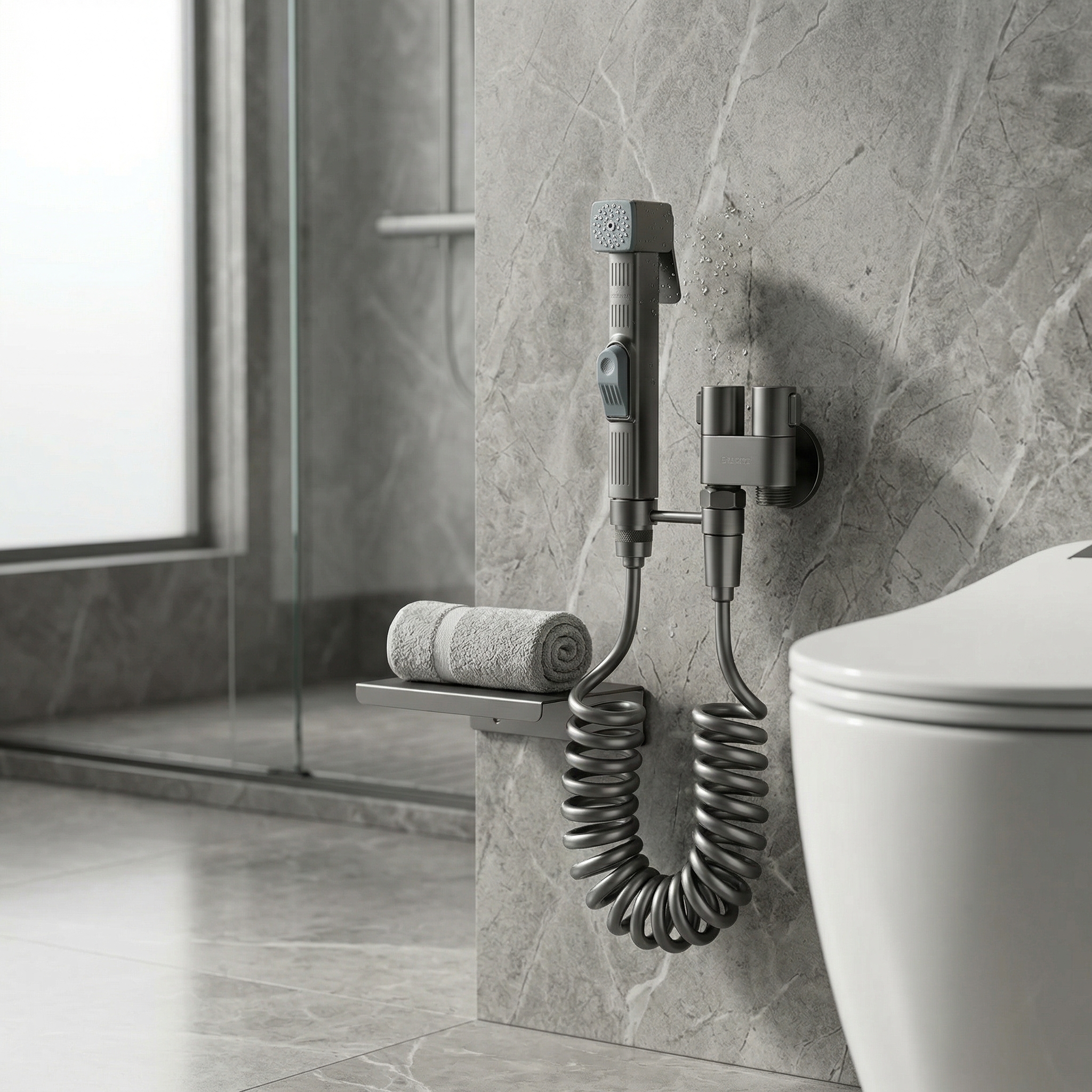 Push Shower With Twin Valve